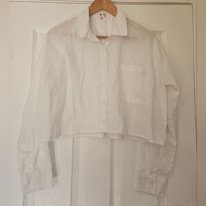 Dizzire Cropped White Button-Up Shirt